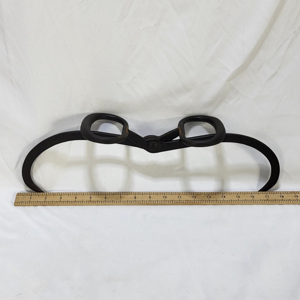 Antique Staatsburg NY Ice Block Tongs 17in Iron Ice Harvesting Tool Primitive - Picture 3 of 14